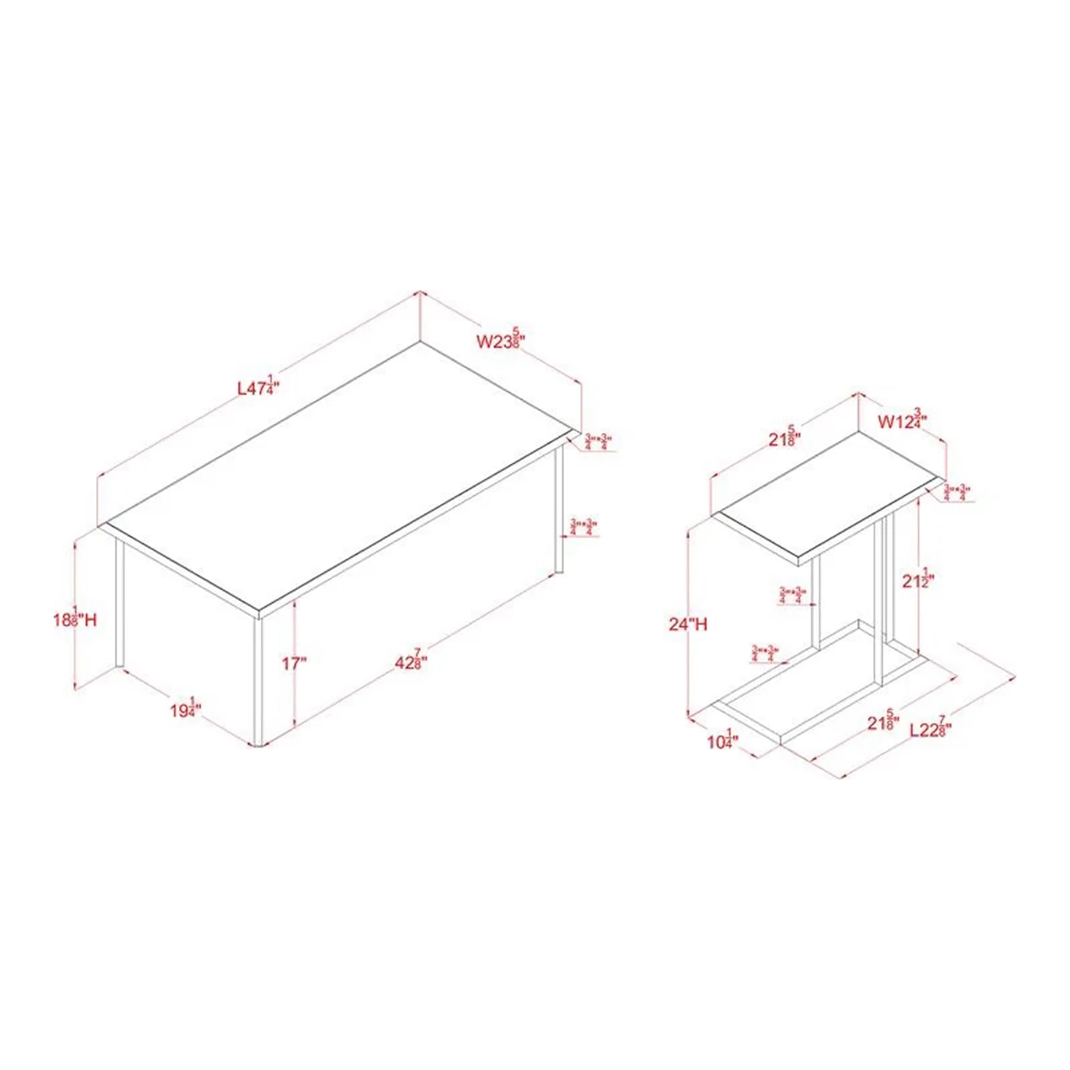 Furniture of America Asher 2-Piece Coffee Table Set, White