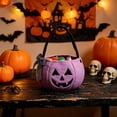 thumbnail image 6 of YAMB Halloween Handheld Bow Embroidered Candy Bag, Cute Pumpkin Shaped Candy Bucket with Handles, Portable Spacious Goodie Collecting Bag for Home Party Table Decor & Party Prop, Purple, 6 of 6