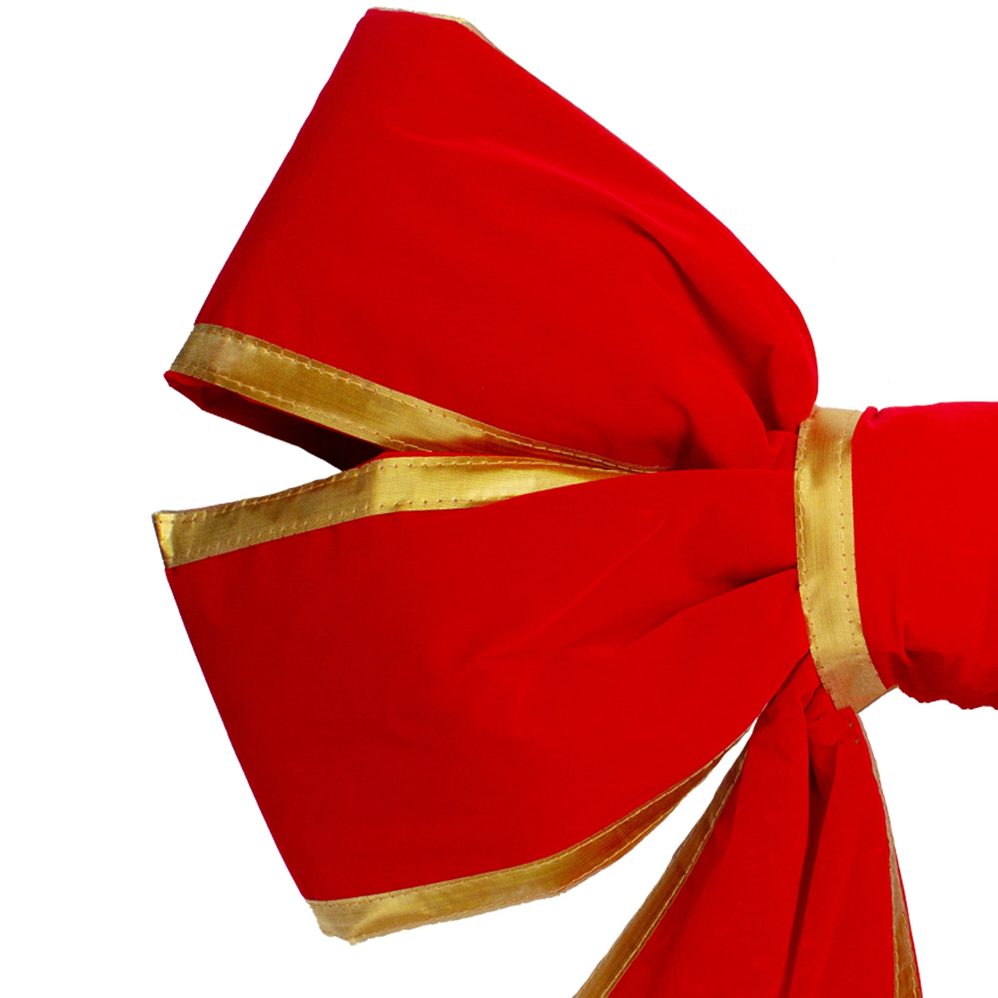 Northlight Giant 3D 4-Loop Velveteen Commercial Christmas Bow with Trim - 25" x 37" - Red and Gold