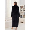 thumbnail image 3 of Heartnice Women Plush Zipper Robe, Long Fleece House Coat Nightgown with Pockets Solid Bathrobe （Black, S/M）, 3 of 5