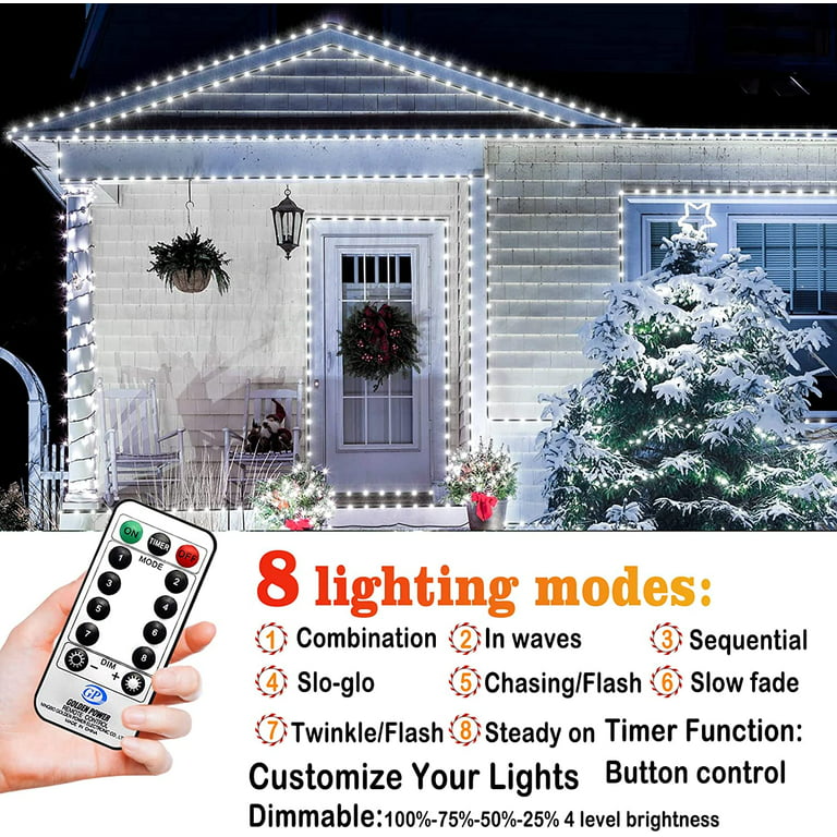 Christmas Lights Outdoor-1000LED 330FT IP67 Waterproof Plug in Christmas  Tree Lights with Remote-8 Modes Memory Function and Timer House Xmas Indoor  Decorations String Lights (Multicolored) 