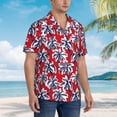 thumbnail image 5 of Xecao Palm Tree Pattern on Red print Hawaiian shirt - a stylish short-sleeve button-down for men, perfect for casual beach and tropical outings., 5 of 9