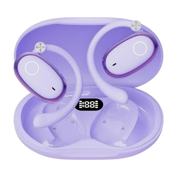 LACKUST True Wireless Earbuds, Sports Earbuds with Ear Hook, Bluetooth 5.4, 6-8hr Playtime, Low Latency, Type-C Fast Charging, Purple