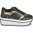 thumbnail image 2 of Guess Camrio Black White Gold Womens Leather Platform Trainers, 2 of 5