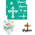 thumbnail image 1 of 2 plantillas de serigrafía autoadhesivas en capas de 28 x 22 cm (11 x 8,6 pulgadas), diseño Rejoice, con estampado de flores y hojas. Plantillas de malla reutilizables para transferencias., 1 of 7
