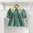 thumbnail image 1 of Body coreano bordado con lazo para bebé, vestido bonito de primavera con cuello de mariposa y manga larga para niña, ropa para niños, vestido para hermanas, 1 of 6