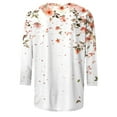 thumbnail image 4 of Womens Tops 3/4 Sleeves Round Neck Printed Casual T-shirt Multicolor XXXXL, 4 of 5
