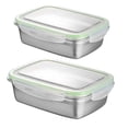 thumbnail image 1 of BRIGHTFUFU 2pcs Caja de almuerzo de acero inoxidable Contenedor Bento Caja de comida de sellado portátil para alimentos (Verde 550ML + 350ML), 1 of 7