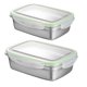 thumbnail image 1 of BRIGHTFUFU 2pcs Caja de almuerzo de acero inoxidable Contenedor Bento Caja de comida de sellado portátil para alimentos (Verde 550ML + 350ML), 1 of 7
