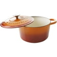 thumbnail image 2 of Crock-Pot Artisan 5 Qt Round Cast iron Dutch Oven in SunSet Orange, 2 of 6