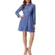 thumbnail image 2 of INSPIRE CHIC Vestido de Camisa de Manga Larga con Botones y Cinturón de Lunares para Mujeres XS Azul, 2 of 6