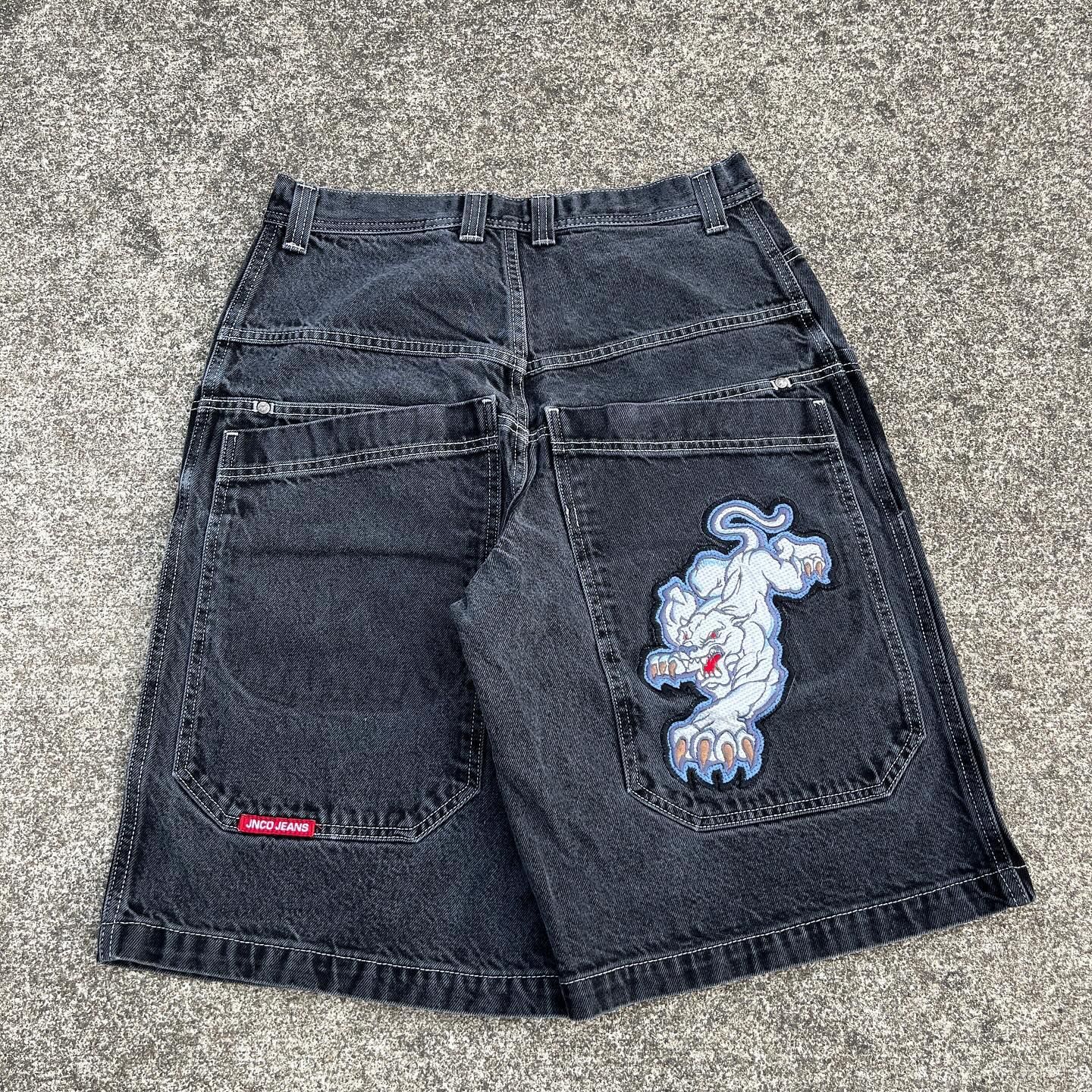 JNCO Chinese Loong Hip Hop Denim Shorts 2000s Style Summer