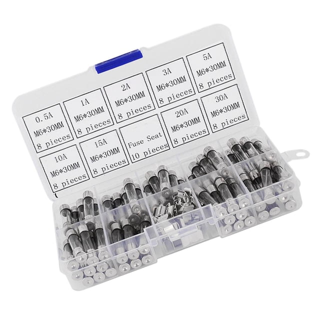72pcs M6x30mm Kit Surtido de Fusibles de Tubo de de Soplado 0.5A-30A