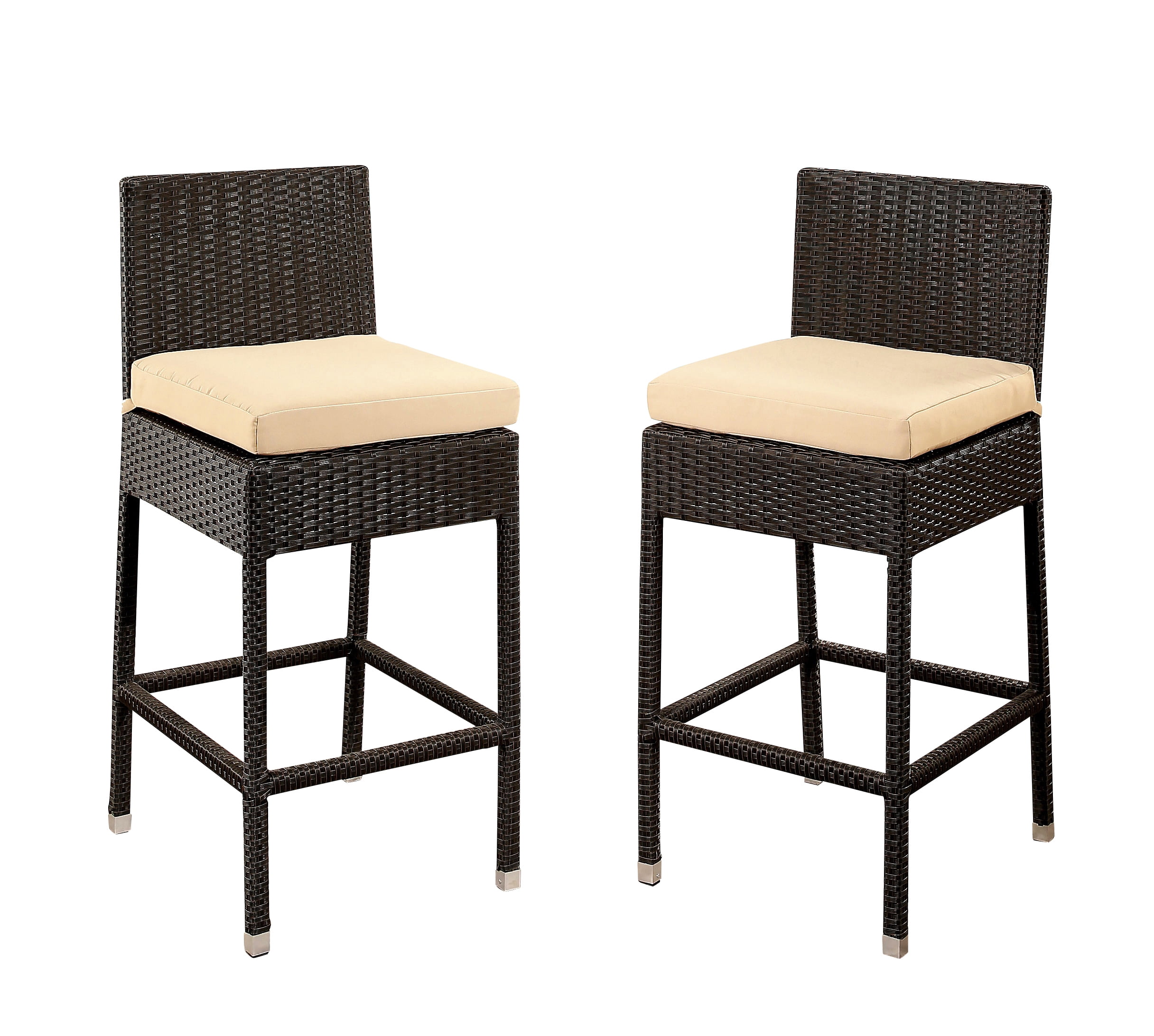Devon and Claire Callie Outdoor Wicker Bar Stools with Cushions, Set of