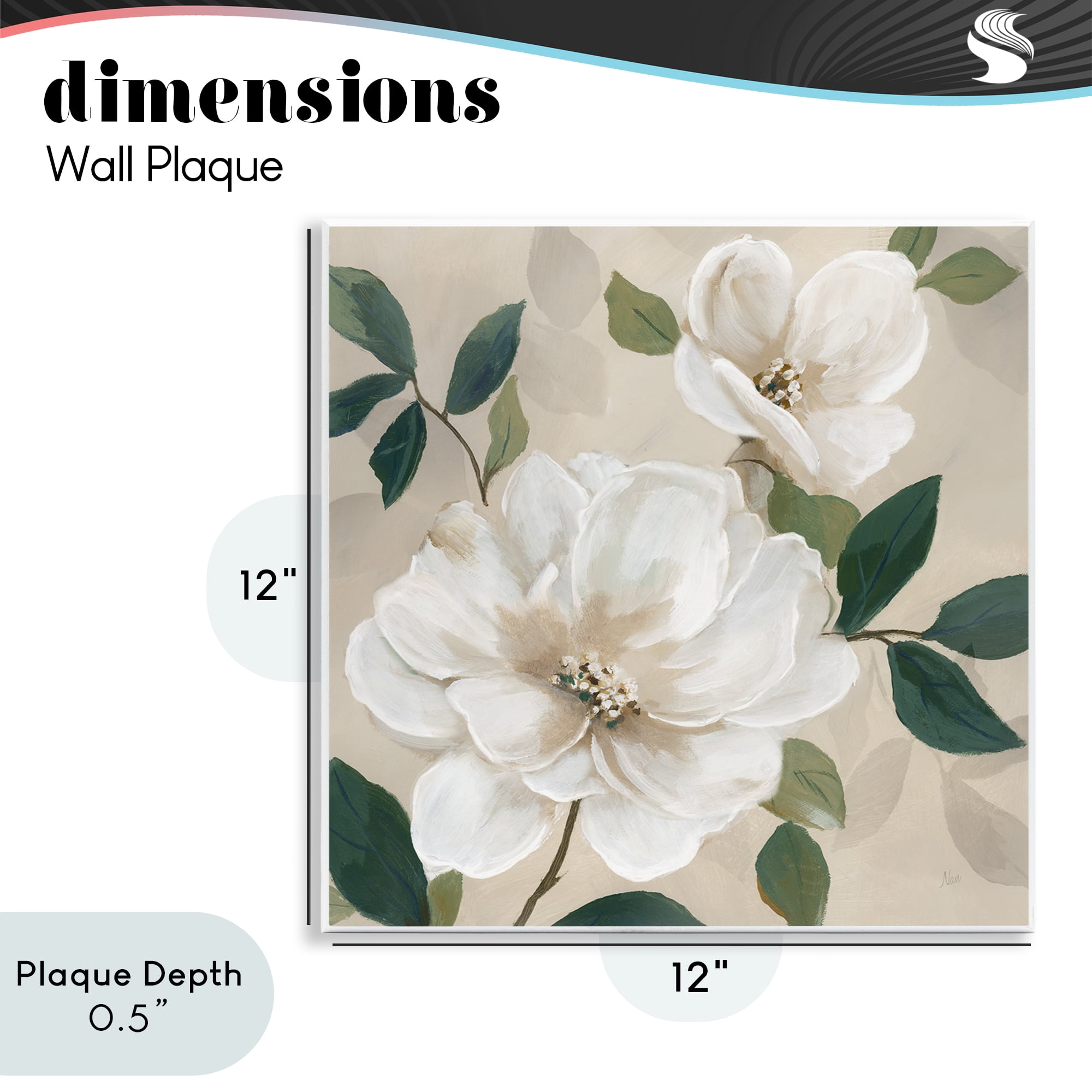 Stupell Industries Serene White Magnolia Study Wall Plaque Art, design by Nan