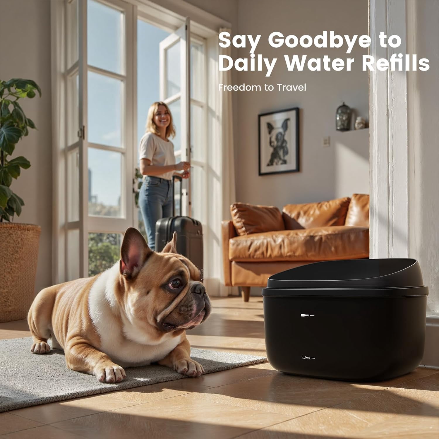 Nomipaw 1 Gallon Pet Water Fountain, Vortex Dog Water Fountain, Ultra Quiet Automatic Cat Fountain with Filter, Transparent Tank, Splash-Proof, Easy to Clean,Black