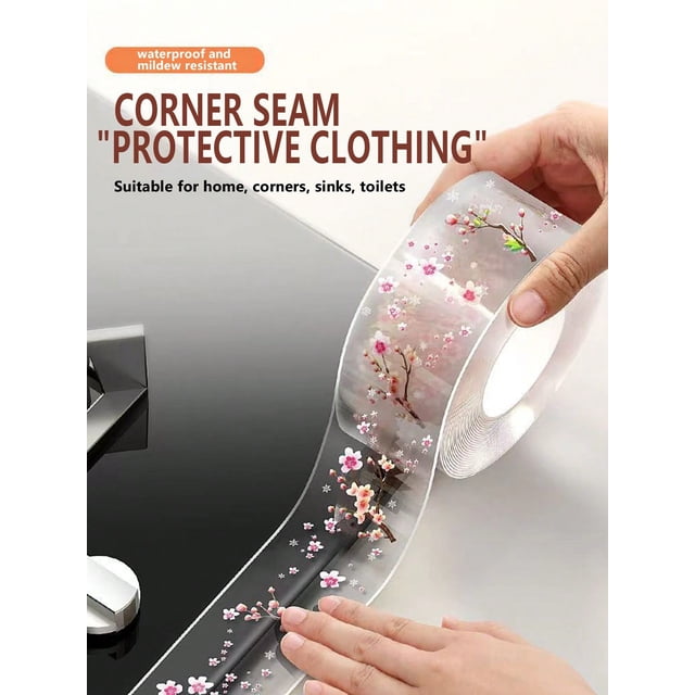 1 Roll Of Transparent Kitchen Seam Sealing Tape, Waterproof And Mildew Resistant Fireside Water Sealing Strip, Kitchen Cooktop Bathroom Toilet Corne