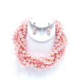 thumbnail image 3 of Clip on silver chain shiny pink pearl braided necklace and earring set, 3 of 4