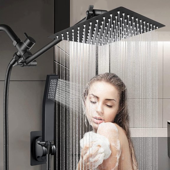 BELLEARLY 12'' Rainfall Shower Head with Handheld Spray Combo, All Metal Construction, High Pressure, 13'' Extension Arm, 78'' Hose