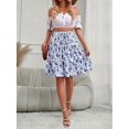 thumbnail image 6 of Women'S Elastic High Waist Floral Print Tie Front Ruffle Hem Skirt for Work and Casual Wear   XL, 6 of 10