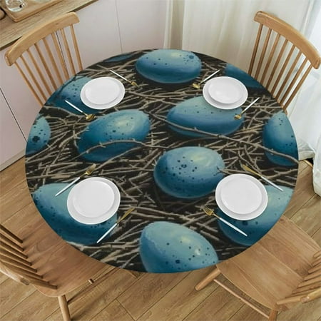

Ullo0ord Round Fitted Tablecloth with Elastic Edge Medium Waterproof Non-Slip Polyester Table Cover for Dining Table Patio Outdoor Tablecloth - Birds Nest 42-46