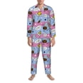 thumbnail image 4 of Bingfone Men'S Pajama Set 2 Piece Loungewear Pjs, Long Sleeve With Pajama Pants-Bees And Daisies Striped, 4 of 9