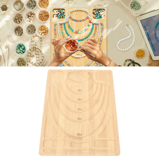 Necklace Making Board, Versatile Portable Time Saving Bamboo DIY Bead Board for Craft Lovers