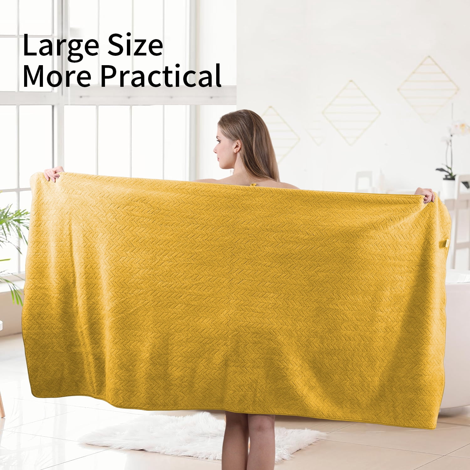 Beartech 3 Pack Microfiber Bath Towel Set Soft & Quickly Dry Bathroom Towel,Super absorbent Plush Bath Sheet Towel Oversized Towels Hotel Shower Towel-Ginger