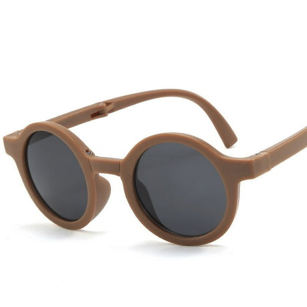 Gafas de sol plegables para niños, gafas de sol retro a prueba de sol con montura redonda para niños, gafas de sol coreanas con montura esmerilada para niños y niñas