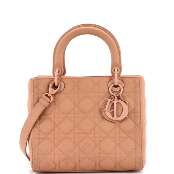 Pre-Owned Ultra Matte Lady Dior Bag Cannage Quilt Calfskin Medium By Rebag
