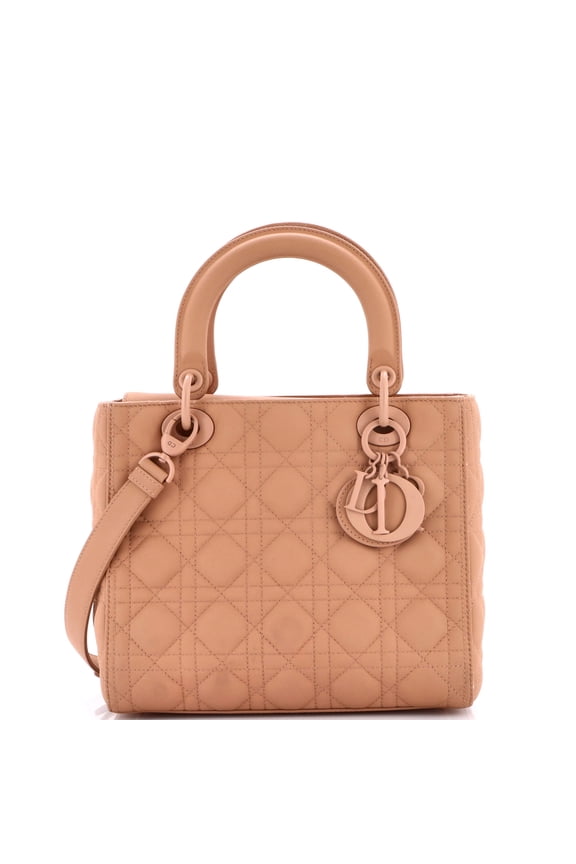 Pre-Owned Ultra Matte Lady Dior Bag Cannage Quilt Calfskin Medium By Rebag