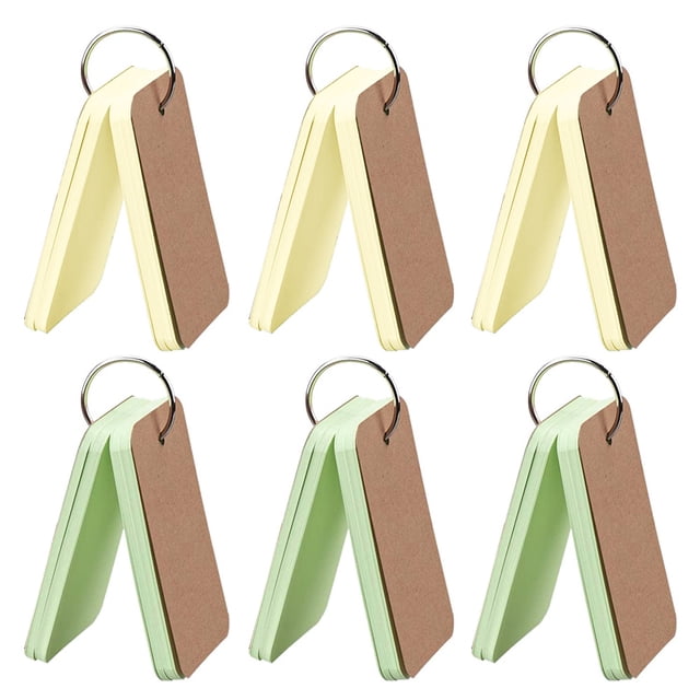 Tarjetas de índice en blanco, tarjetas flash de colores con anillo de carpeta para la escuela, aprendizaje, paquete de 6, 2.16 "x 3.5", 300 unidades