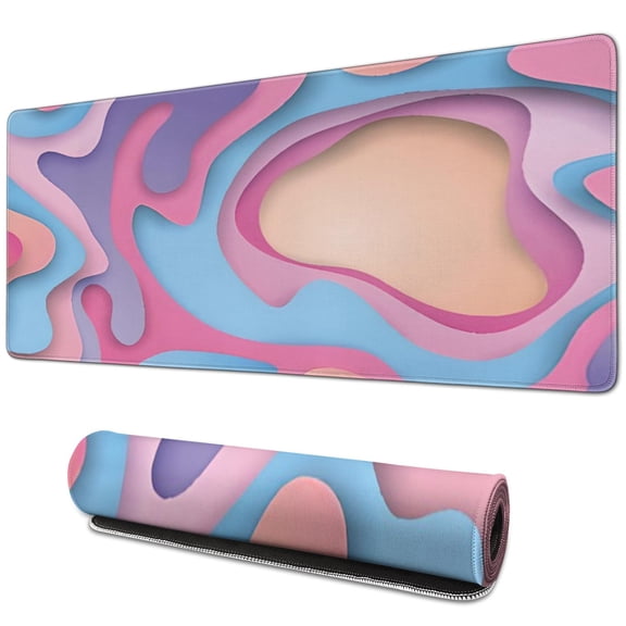 Pink Cartoon-style Camouflage mouse Padswaterproofno Slip for Office Home Work GamingmousepadsRubber Base Mousepad with Stitched Edges 31.5x11.8inches