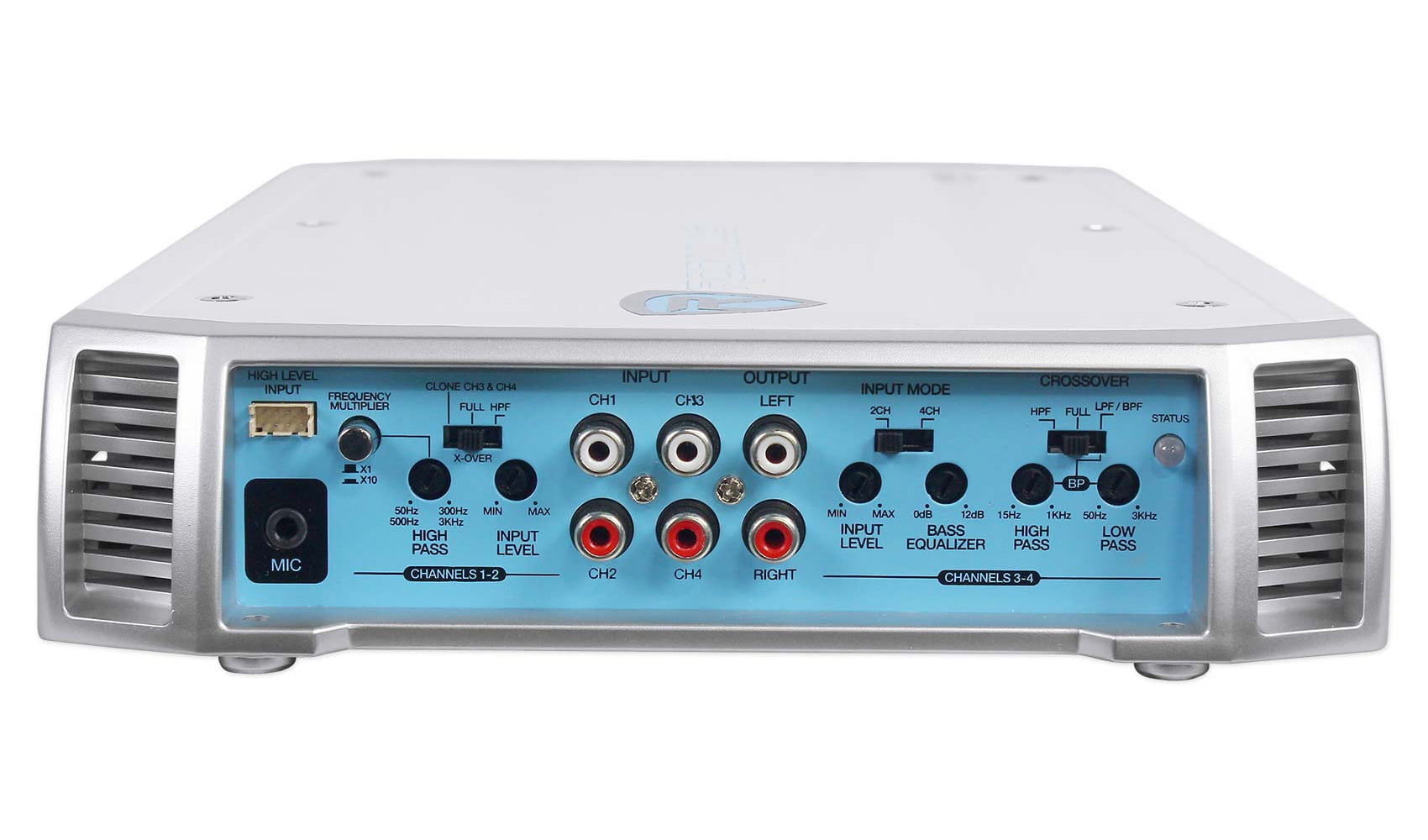 Rockville RXM-F4 Marine 4 Channel Amplifier 2400w Peak/600w RMS+PA Microphone