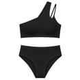 thumbnail image 6 of OSOLU Girls Swimsuit Two Piece One Shoulder Bikini Bathing Suit Set Color Block Padded Swimwear For Kids Teens 7-16Y Trendy Beachwear, 6 of 6