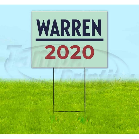 Warren 2020 White (18" x 24") Yard Sign, Includes Metal Step Stake