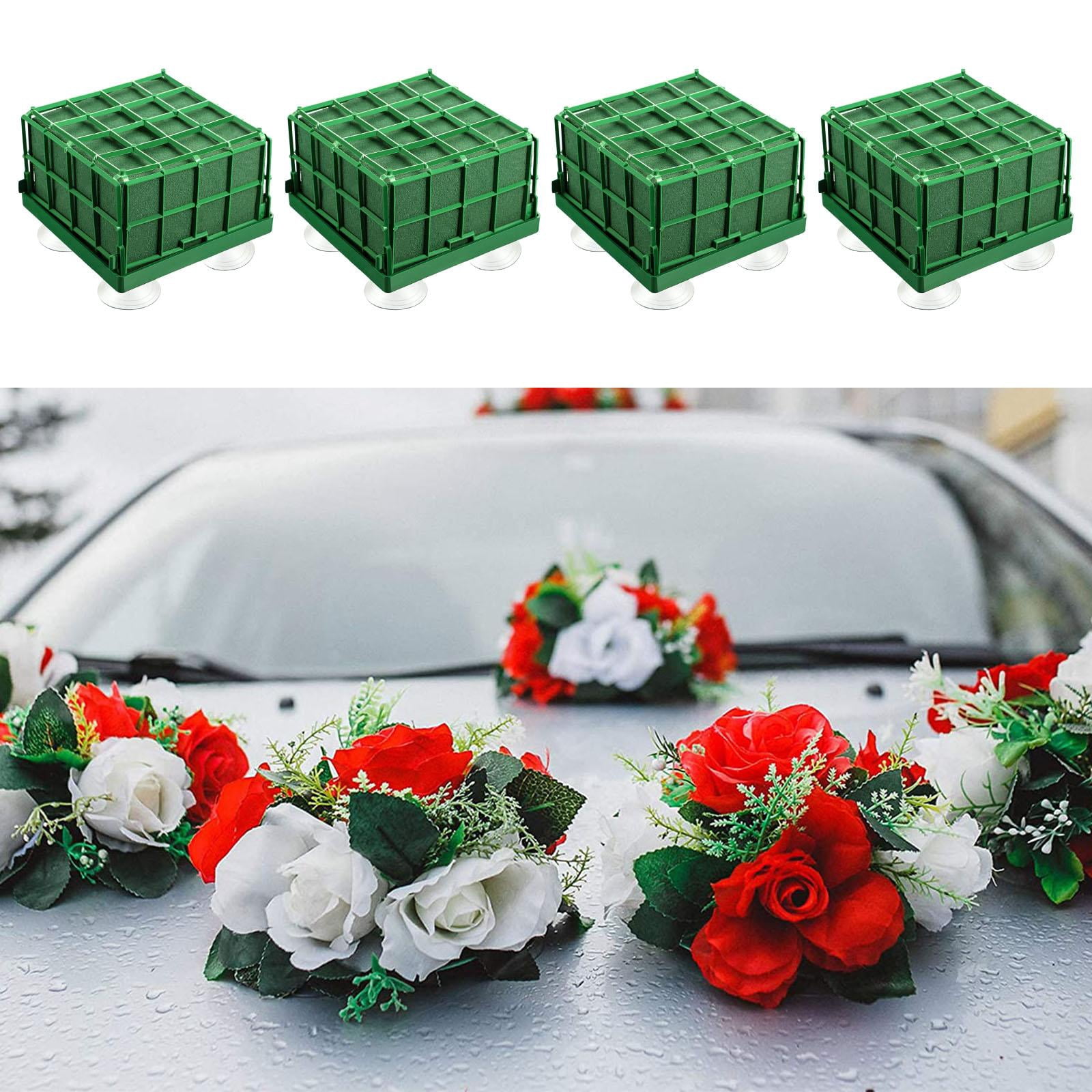 GUOOL 4 Pack Square Floral Foam Cage Flower Holder, Floral Foam for Fresh Flowers Cage Bowl for Table Centerpiece Floral Arrangement (4.3 X 4..5 Inch)
