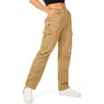 thumbnail image 6 of FEN AI Khaki Ripstop Cargo Work Pants Women Trousers for Casual Fishing Hiking w/Multi Pockets (No Belt), 6 of 9