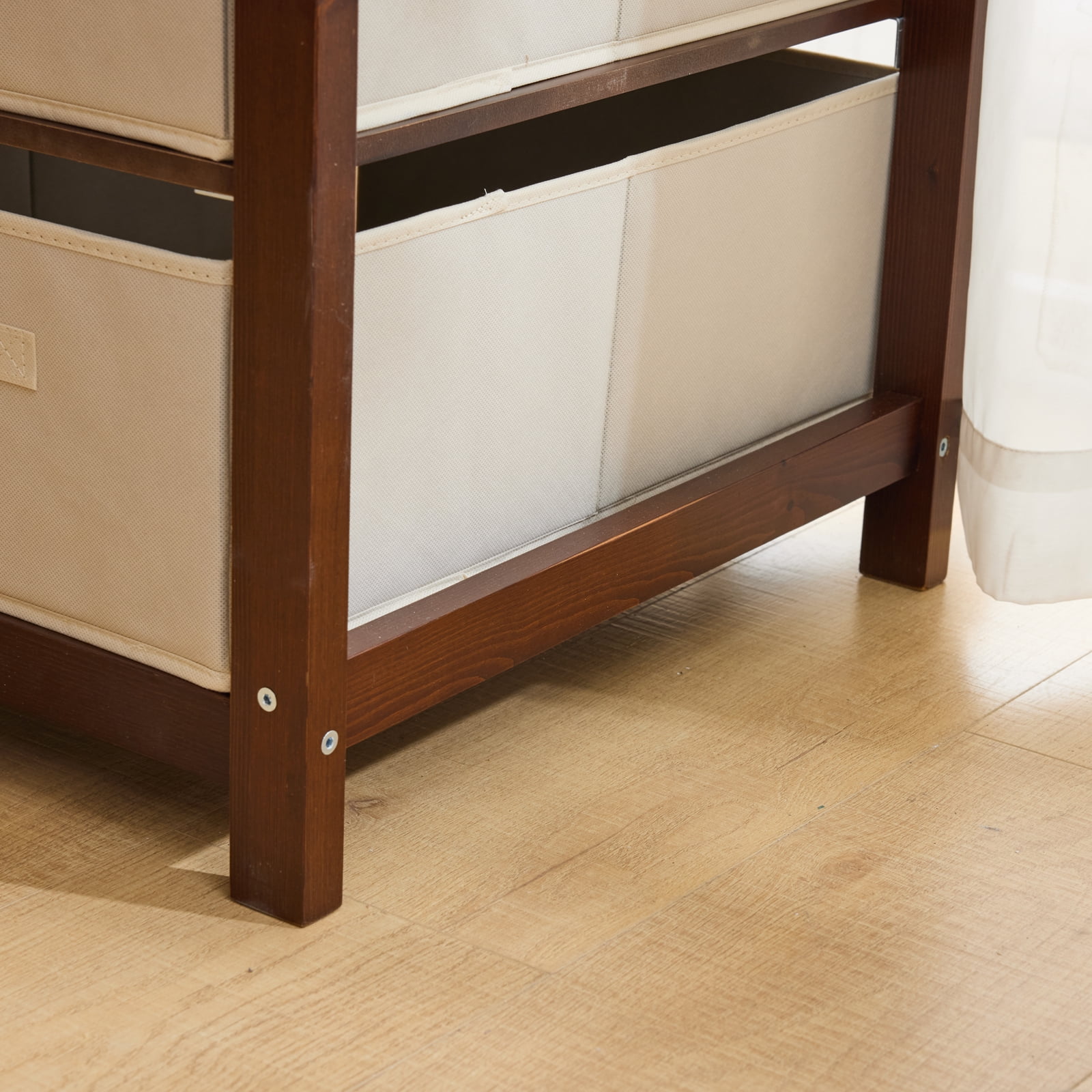 Zimtown Baby Changing Table,Dresser Baby Diaper Changing Station with Laundry Hamper,Infant Nursing Table with 3 Storage Drawers,Removable Safety Rail & Strap for Bedroom,Brown