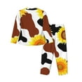 thumbnail image 2 of Disketp Pajamas Set Long Sleeve Sleepwear Womens Button Down Nightwear Pj Sets-Cow Print Sunflower, 2 of 9