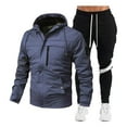 thumbnail image 1 of Spring And Autumn Punching Jacket Coat Casual Men Hooded Solid Color Men Jacket Outdoor Sports Set Men'S Suits Navy L, 1 of 3