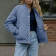 thumbnail image 5 of ZQUUVOU Women's Fall Quilted Jackets Crew Neck Lightweight Padded Jacket Casual Loose Snap Front Outerwear with Pockets Blue, 5 of 9