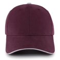 thumbnail image 1 of Brushed Twill Cap with Sandwich Bill, Maroon & White - One Size, 1 of 1
