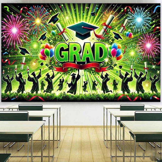 Danhjin Polyester Background Congrats Grad Backd Grad Backd Graduation Decorations Backd Backdrop