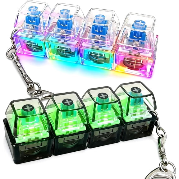 Keyboard Fidget Toy, Fidget Keychain Keyboard with LED Lights, Stress Relief Clicker Fidget Keyboard, Decompression Squeeze Toy for Library Office Home