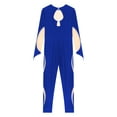 thumbnail image 5 of CHICTRY Women Shiny Rhinestone Keyhole Back Ice Skating Full Cover Unitard Gymnastics Dance Jumpsuits Blue XL, 5 of 7