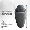 thumbnail image 3 of XBrand 25.98"H Round Stone Indoor/Outdoor Modern Stone Textured Sphere Water Fountain w/LED Lights, Ball Water Fountain Decor, Garden Sphere Fountain, Patio Fountain, Outdoor Fountain, Gray, 3 of 11