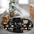 thumbnail image 4 of Coffee Black Large Area Rugs for Bedroom Living Room, Soft Non Slip Carpet Bedside Rug, Brown Beans Cup Dessert Drink Monochrome Round Floor Cover Kitchen Accent Rug 3.3' for Dining Room/Office, 4 of 9