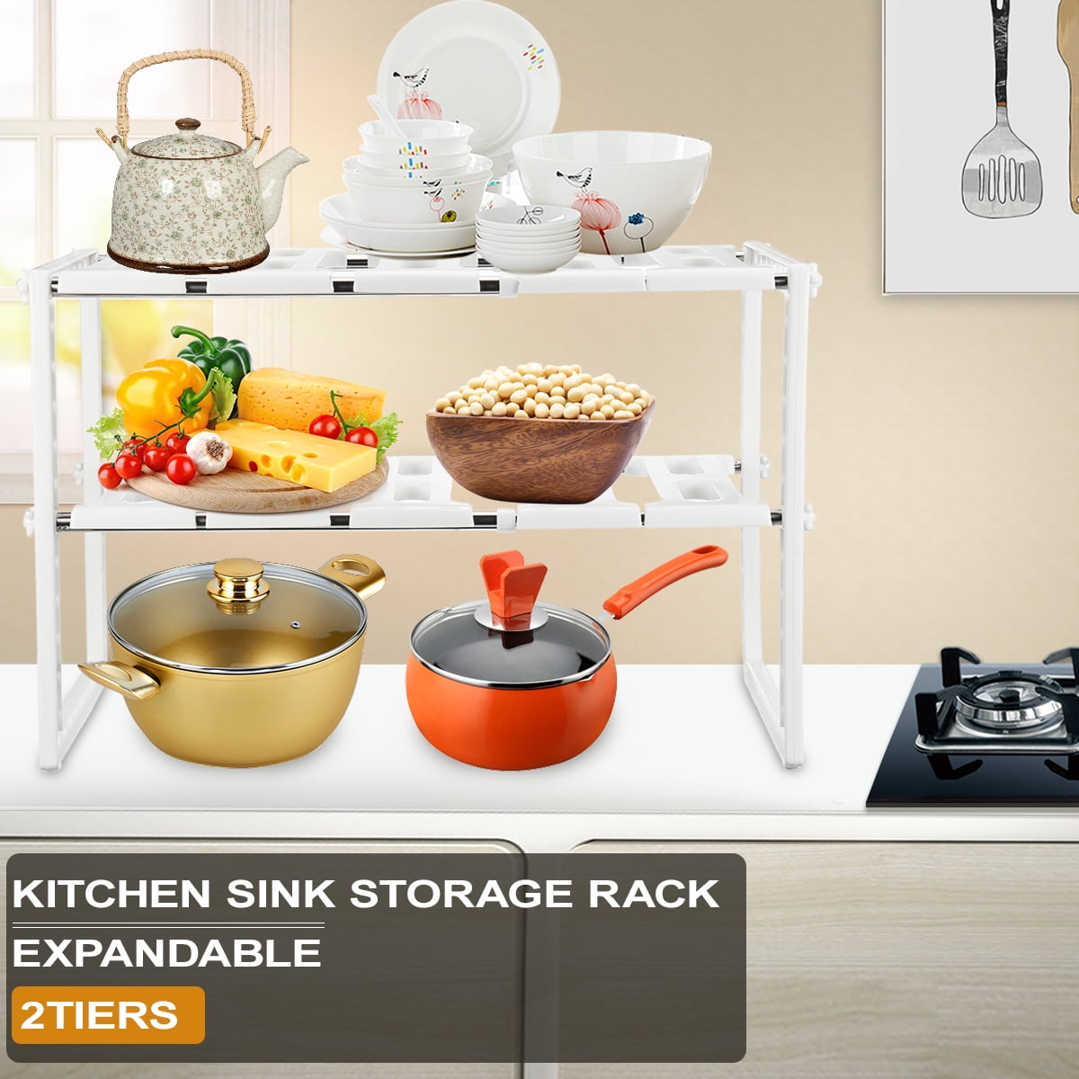 Under Sink Organizer 2 Tier Adjustable Expandable Under Sink Shelf Storage Rack Cabinet Kitchen Storage Shoe Rack for Kitchen Bathroom and Garden Walmart Business Supplies