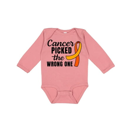 

Inktastic Leukemia Awareness Cancer Picked the Wrong One Orange Ribbon Gift Baby Boy or Baby Girl Long Sleeve Bodysuit
